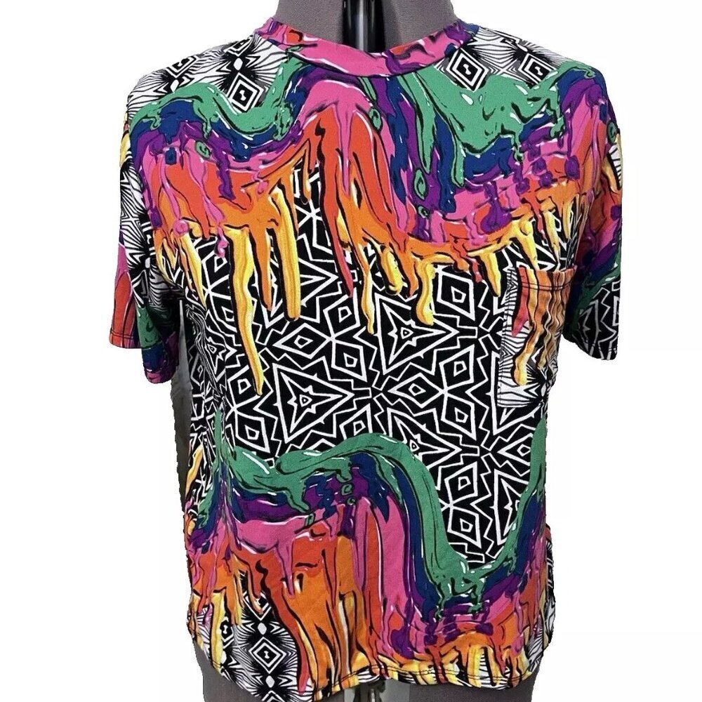 Rouge. Size 2X. Stretch Pullover Top. Short Sleeve. Abstract Print. B77